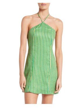 Faithfull the Brand Muthia Mini Dress Women's Large Stripes Festival Resortwear